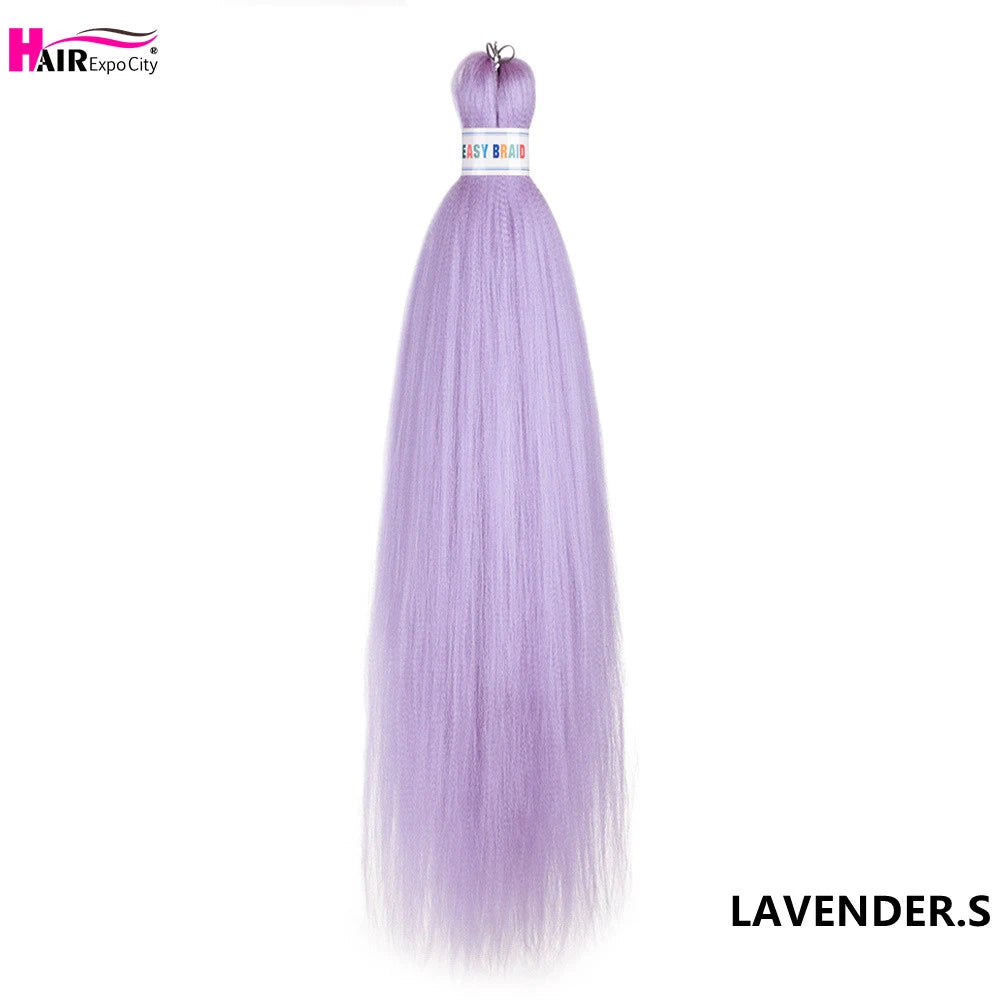 Synthetic 26-inch hair extensions with trenzas, three units per lot, from Corporación Turística, shown in a natural braid style.