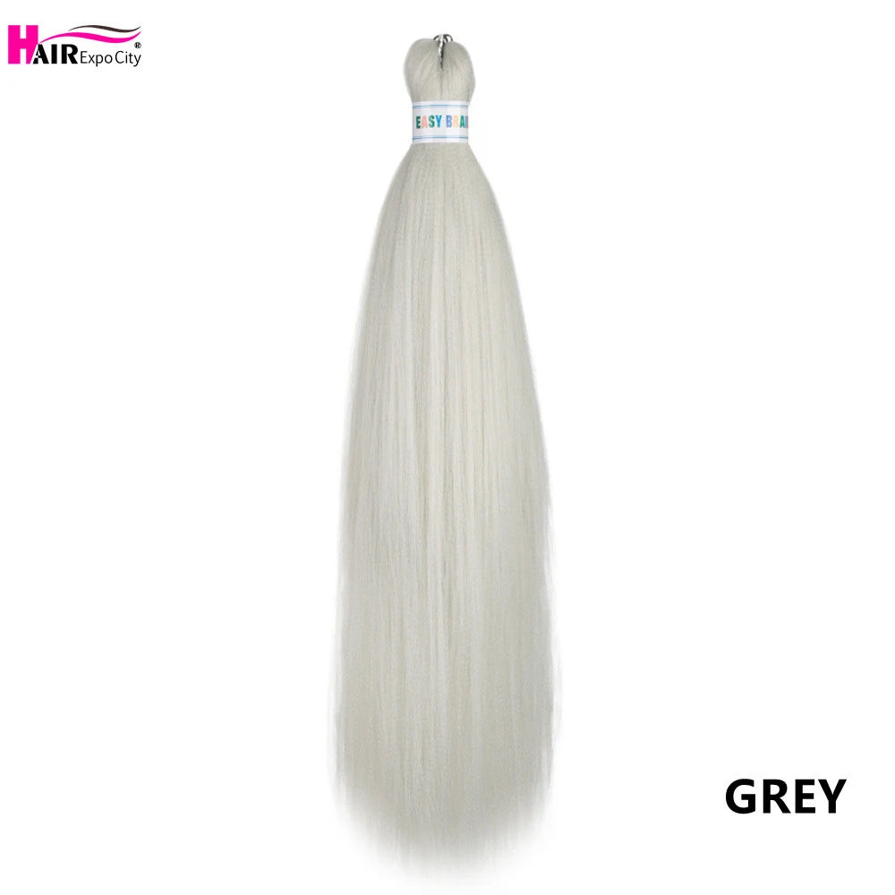 Synthetic 26-inch hair extensions with braided design from Corporación Turística, shown in a set of three bundles.