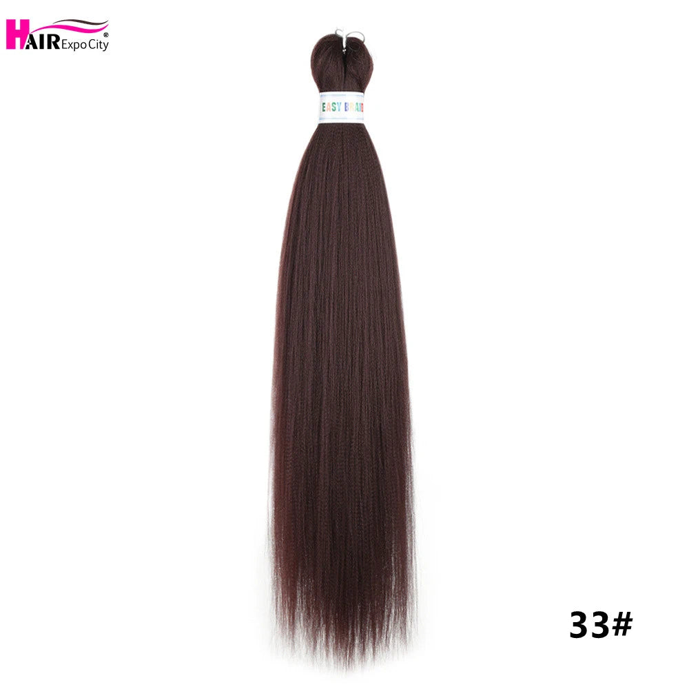Synthetic 26-inch hair extensions with braided style by Corporación Turística, shown in a set of three bundles.