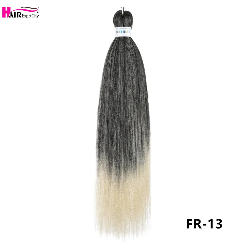 Synthetic 26-inch hair extensions with braids, three units per lot, from Corporación Turística.