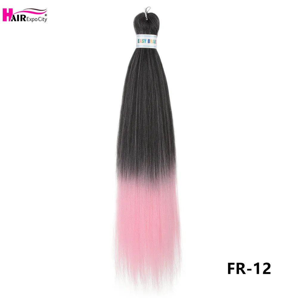 Synthetic 26-inch hair extensions by Corporación Turística, featuring three braided trenzas in natural black color.