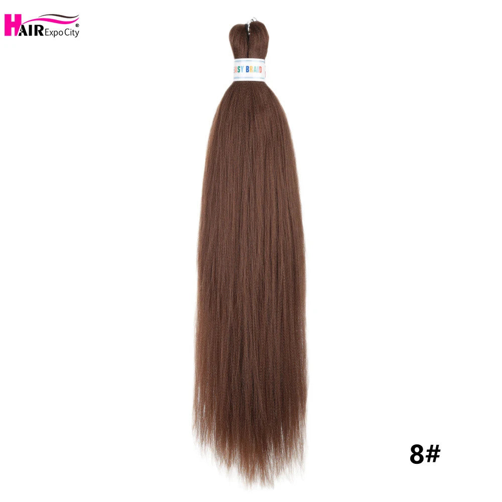 26-inch synthetic hair extensions by Corporación Turística featuring three braided trenzas for versatile styling.