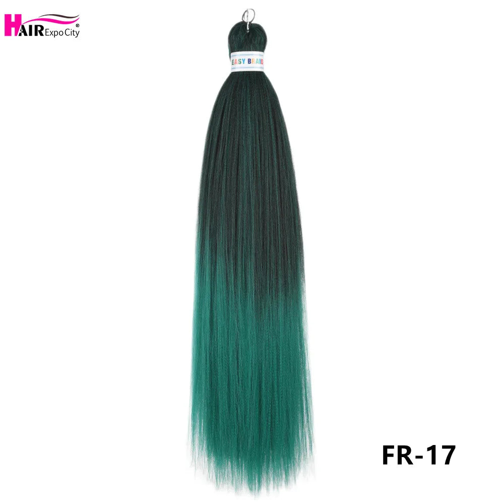 Synthetic 26-inch hair extensions with braid style, three pieces per lot, from Corporación Turística, displayed in the image.