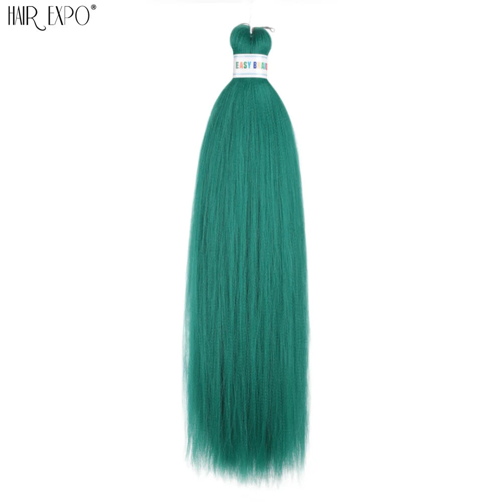 26-inch easy-trend hair extensions by Corporación Turística featuring natural-looking braided style in vibrant green.