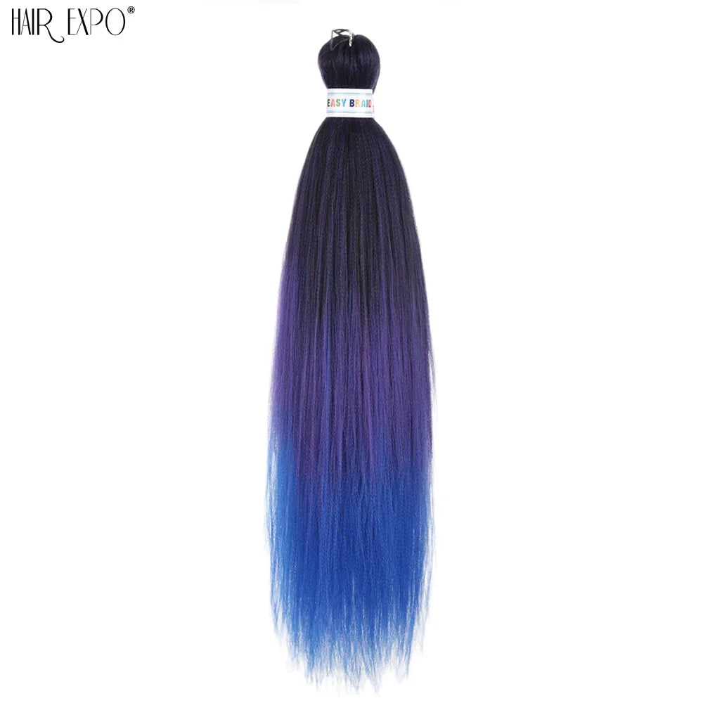 26-inch easy-trend hair extensions by Corporación Turística, showing long, natural-looking braid extensions in green color.