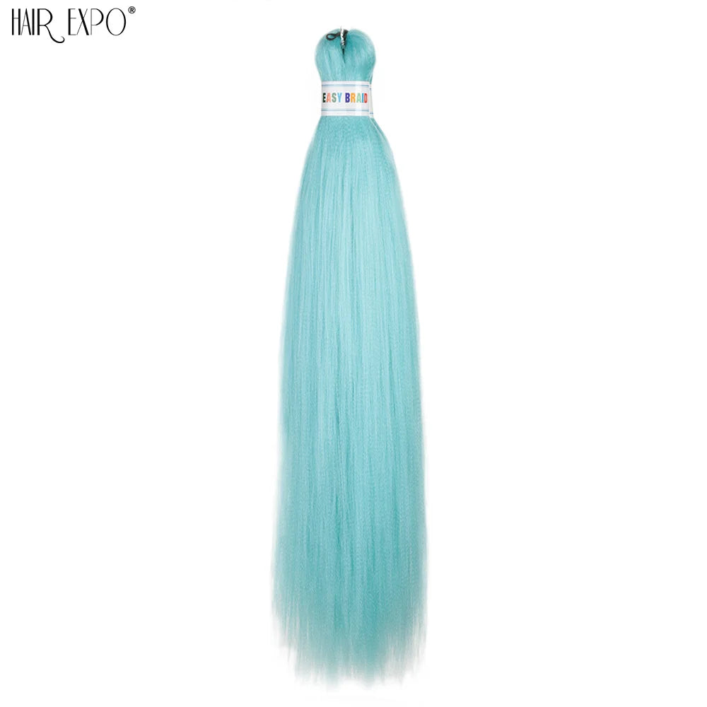 Easy 26-inch hair extensions with braided trenzas from Corporación Turística, shown in green color, in a single pack.