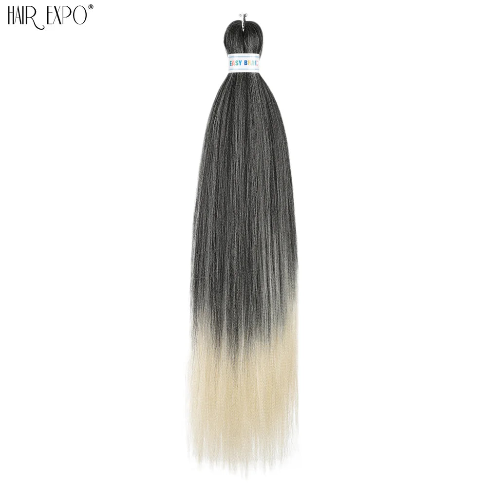 26-inch easy-to-install hair extensions with braided style, by Corporación Turística, shown in green color.