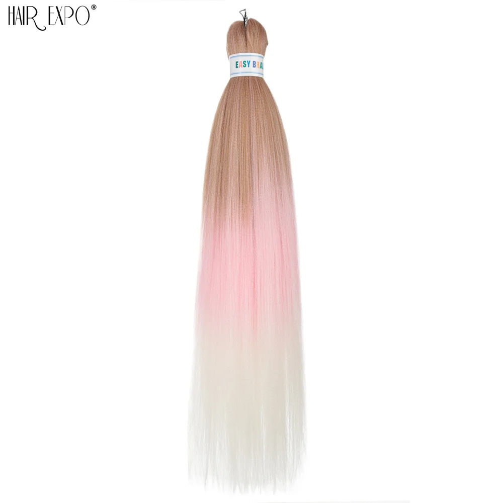 26-inch easy-trend hair extensions in green, by Corporación Turística, showing braided style and textured synthetic hair.