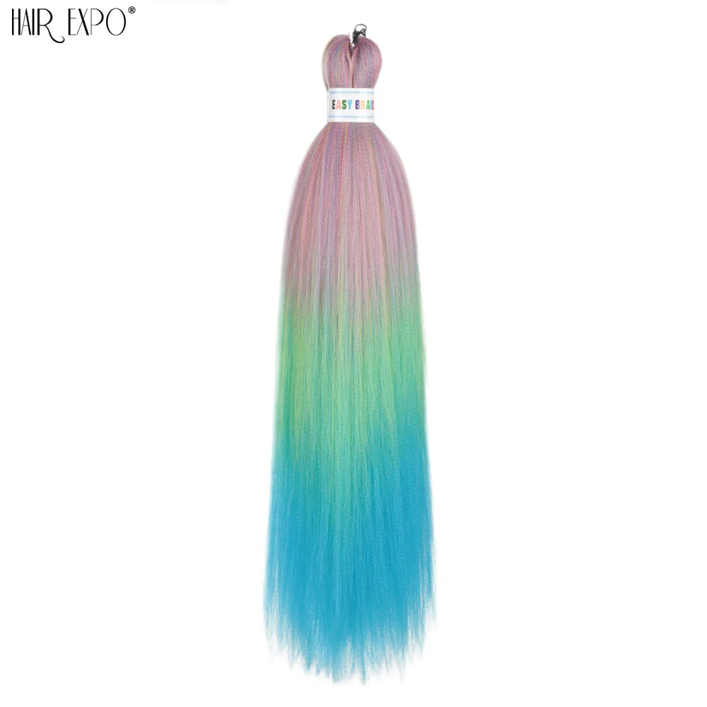 26-inch easy-to-install hair extensions trenzas from Corporación Turística, featuring natural-looking braided style in vibrant green.
