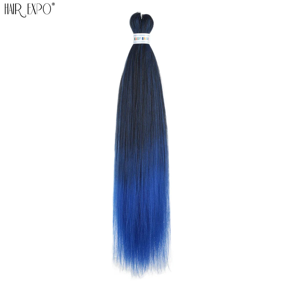 Easy 26-inch hair extensions with trenzas from Corporación Turística, featuring natural green synthetic braids.