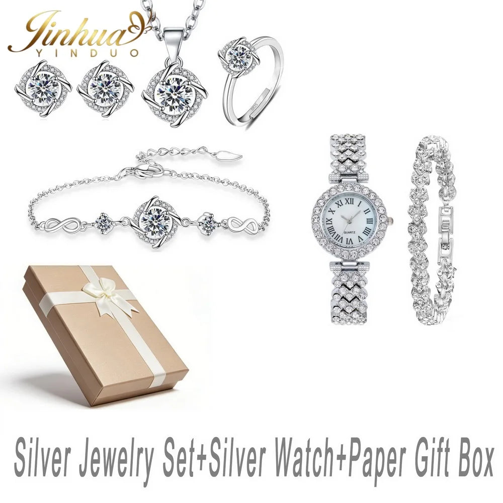 Elegant silver jewelry set made of 925 sterling silver, featuring classic design with blue stones, by Corporación Turística.