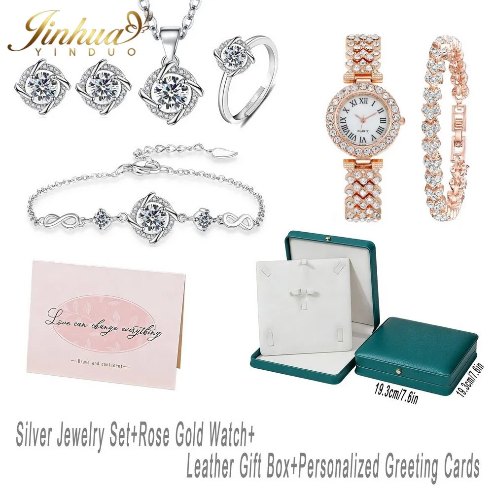 Classic 925 silver jewelry set featuring blue and red stones, showcasing elegant necklaces and earrings from Corporación Turística.