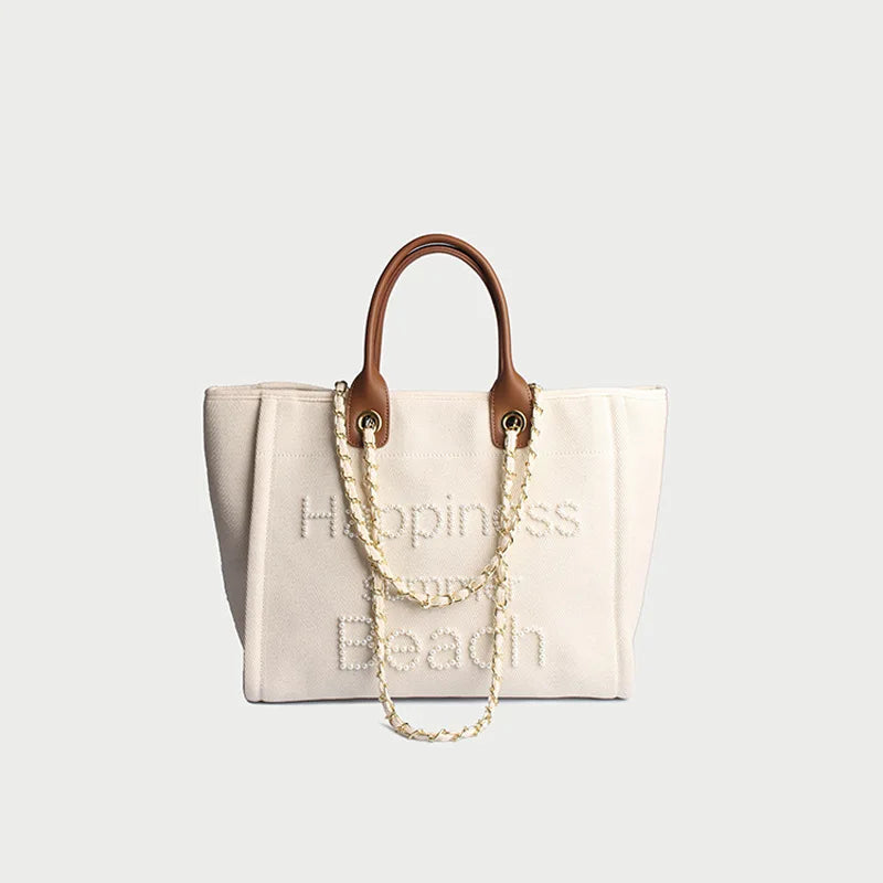 Large genuine leather canvas tote bag for women, shoulder bag by Corporación Turística, stylish and spacious for everyday use.