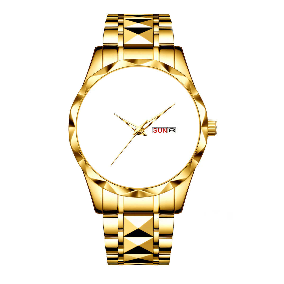 Personalizable Corporación Turística gold-inlaid watch with custom images, elegant design and intricate details.