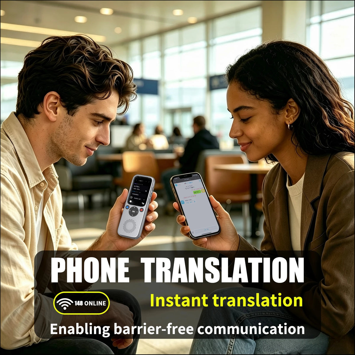 Gray language translator device by Corporación Turística, compatible with traductor, featuring compact design for easy communication.