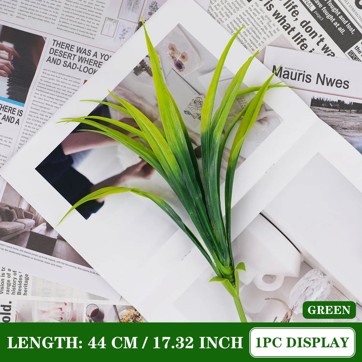 Spring grass garland for home decor, featuring lush green foliage, ideal for festive or seasonal decoration.