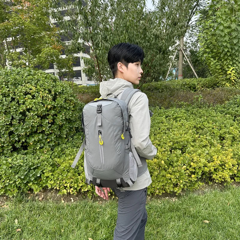 Green large-capacity outdoor hiking backpack by Corporación Turística, designed for mountain trekking and outdoor adventures.