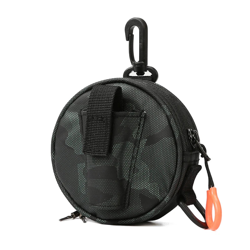 Green camouflage tactical Molle bag from Corporación Turística, fishing gear storage and portable hook bag with multiple compartments.