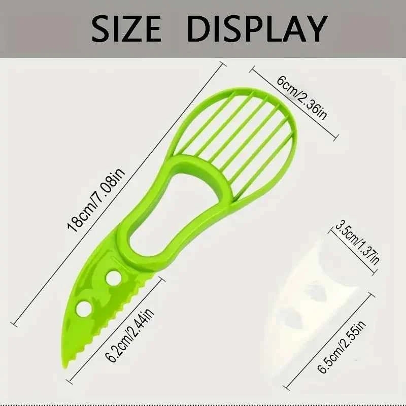 Green avocado tool kit by Corporación Turística with 3-in-1 slicer and pitter for easy avocado preparation.