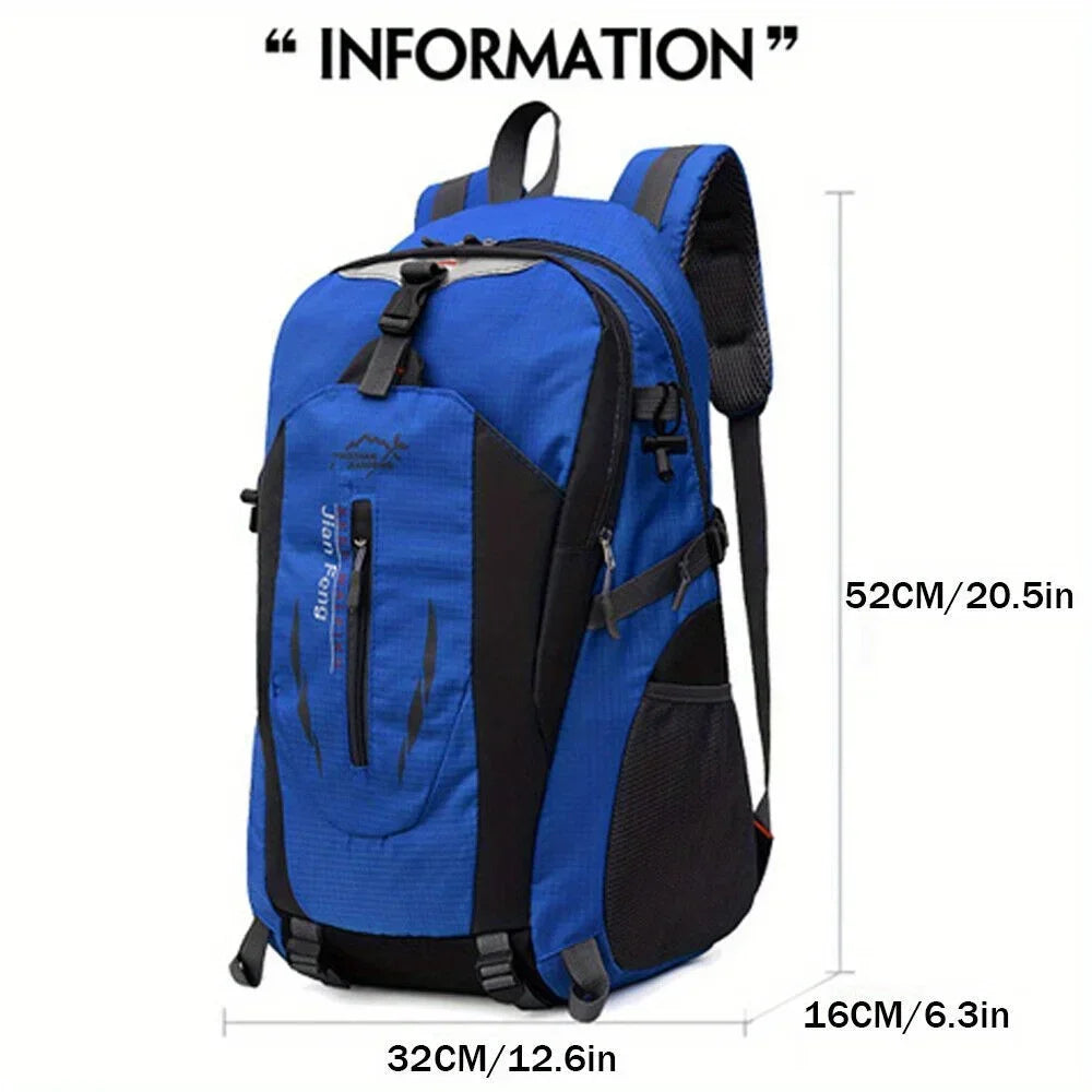 Green outdoor travel backpack by Corporación Turística, large capacity hiking and adventure travel backpack.