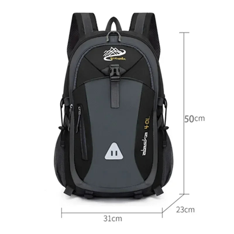 Green travel backpack for men and women, hiking and mountaineering bag by Corporación Turística, compact and durable.