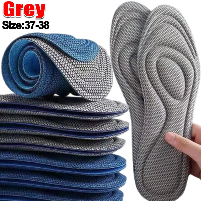 Set of 10 pairs of gray orthopedic memory foam insoles from Corporación Turística, designed for comfortable shoe support.