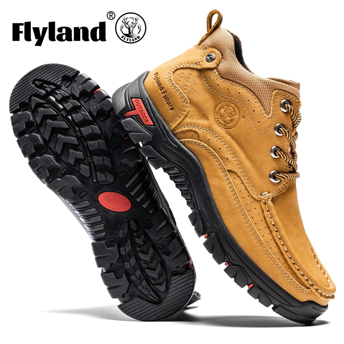 Grey FLYLAND men's Chukka boots by Corporación Turística, casual leather shoes with a classic ankle-high design.