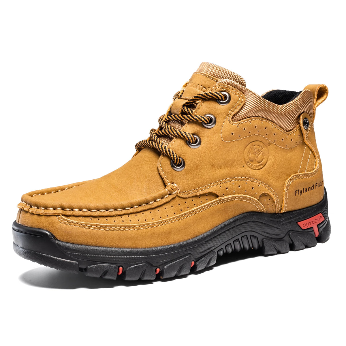 Grey FLYLAND Chukka boots for men, casual leather shoes by Corporación Turística, featuring a comfortable ankle-high design.