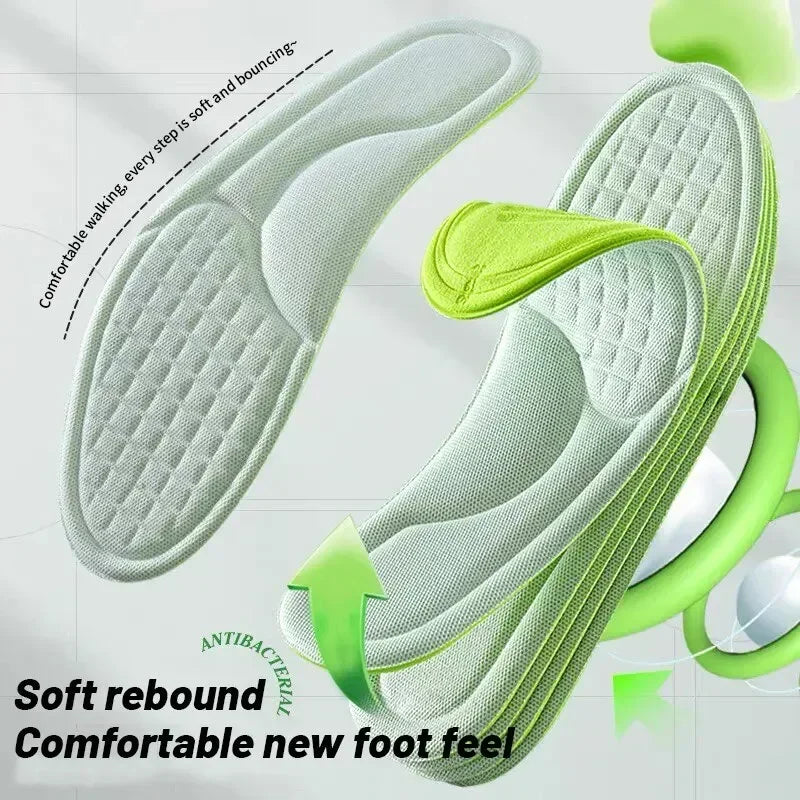 Pair of unisex memory foam orthopedic insoles in grey, designed for comfort and support, suitable for shoe sizes 43-44.