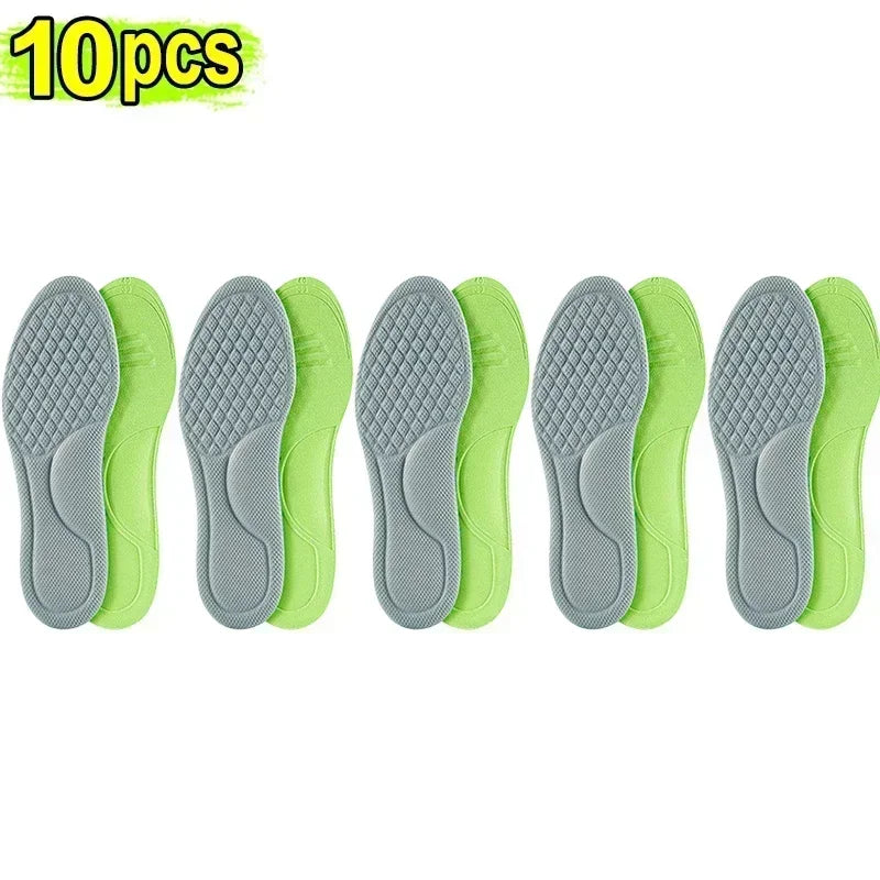 Unisex gray foam orthopedic insoles by Corporación Turística, shown in a pack of five pairs, designed for comfort and support.