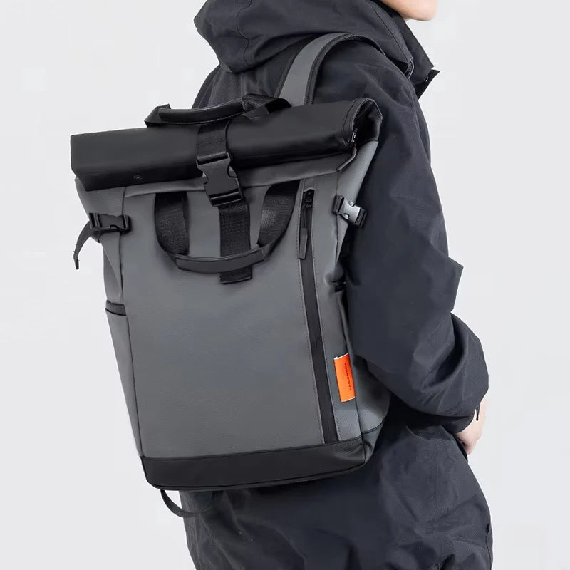 Grey camping travel bag and backpack for men, durable outdoor hiking and camping backpack by Corporación Turística