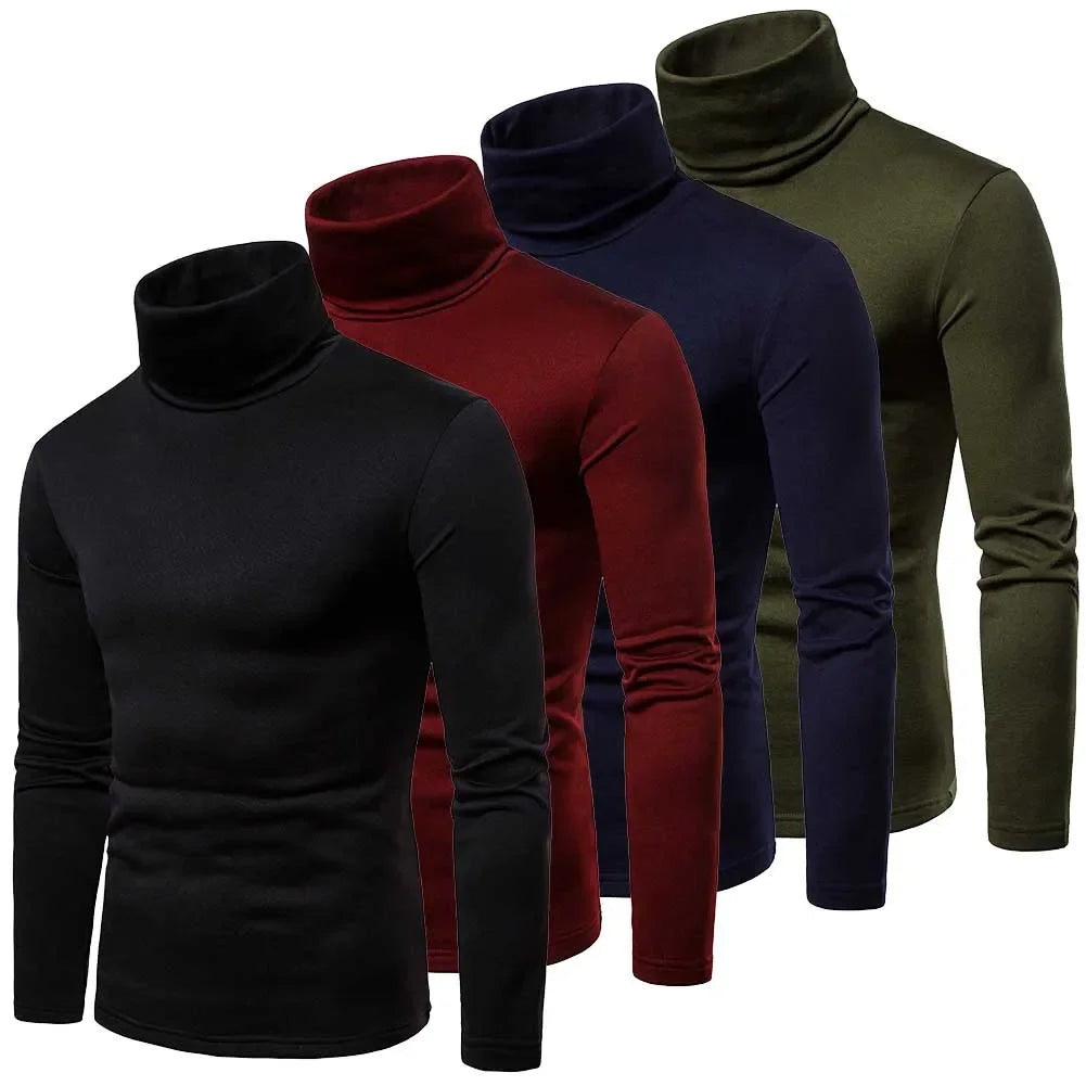 Casual men's high-neck thermal sweater from Corporación Turística, featuring long sleeves, fitted, elastic, and basic winter jumper.
