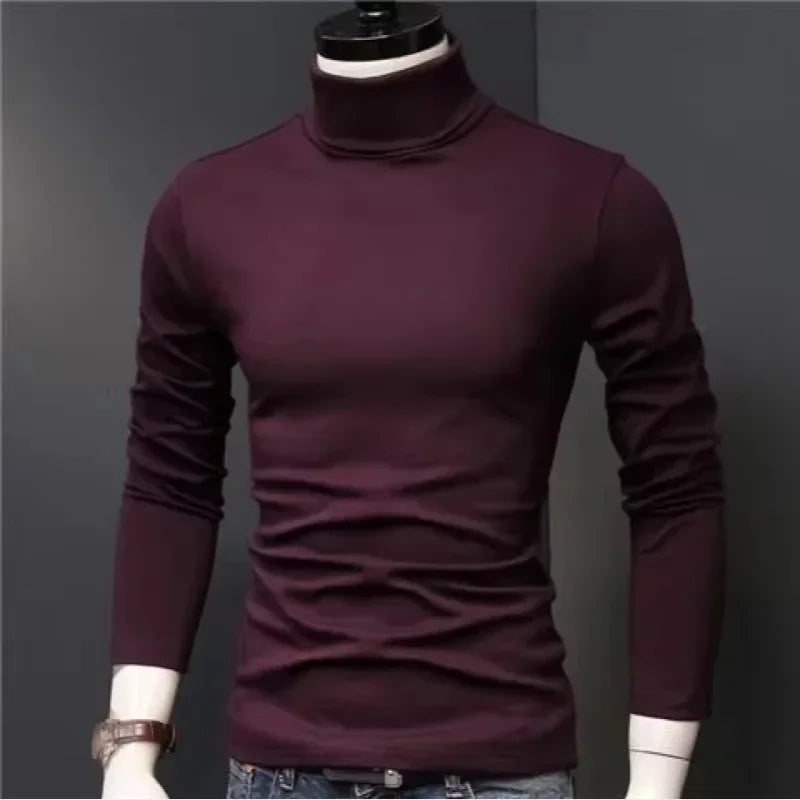 Men's high-neck sweater by Corporación Turística, warm long-sleeve casual jumper, fitted elastic thermal shirt for autumn winter.