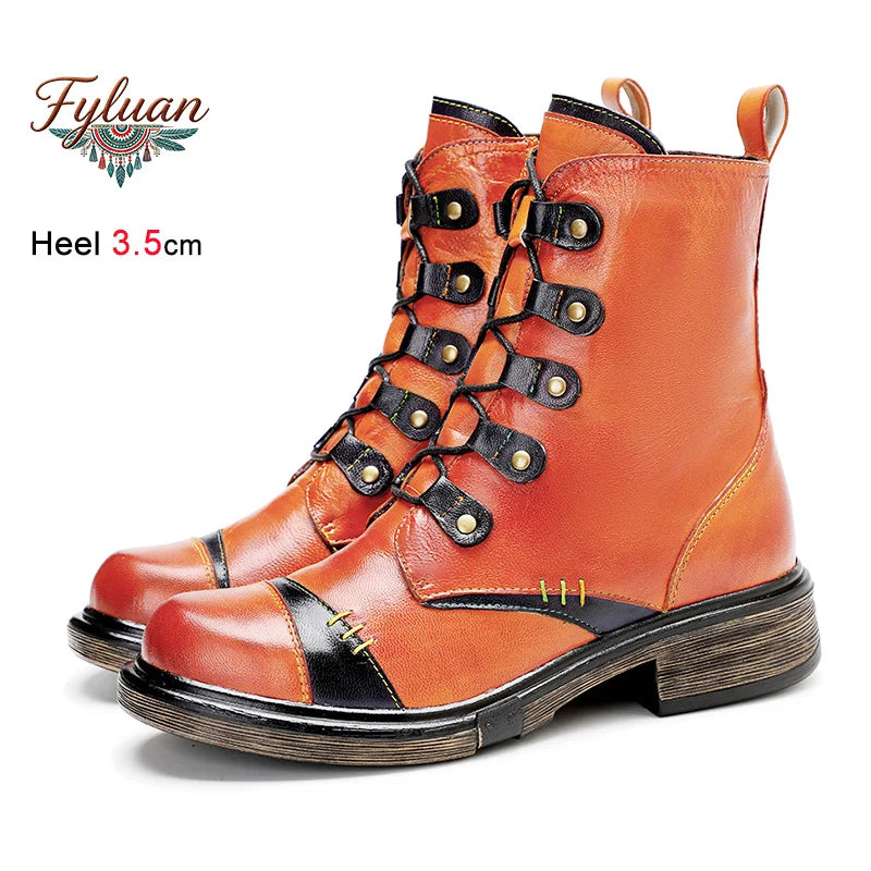 Retro-style women's short boots with 3.5 cm medium heel, featuring a sleek design and ankle-length cut.