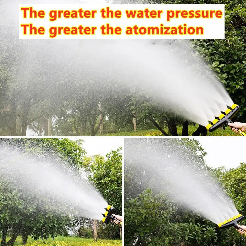 Adjustable garden and farm spray nozzles from Corporación Turística, featuring three atomizer heads for efficient irrigation.