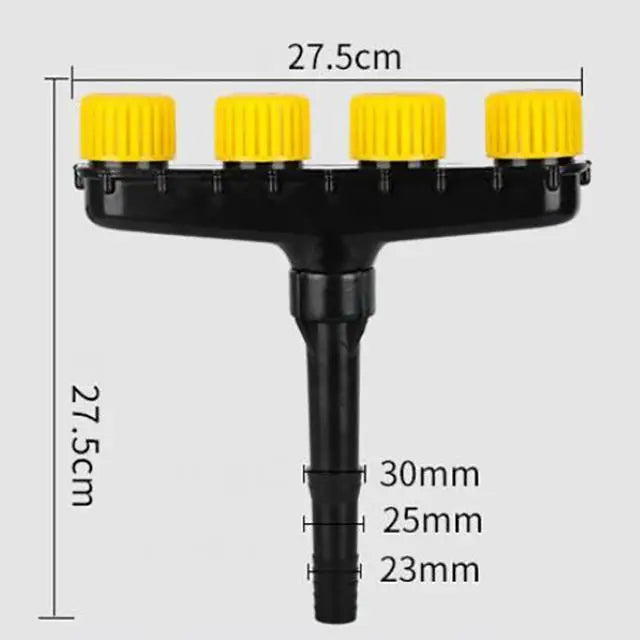 Adjustable garden and farm irrigation spray nozzles by Corporación Turística, showing three atomizer heads for watering gardens and farms.