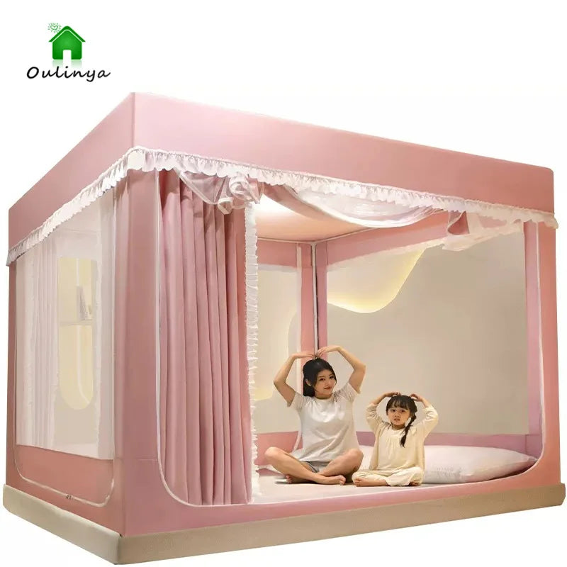 Mosquitera para cuna Yurta Mongol infantil de Corporación Turística, protección anticaída, en color Bare Powder, para cuna de 1.5m o 1.8m