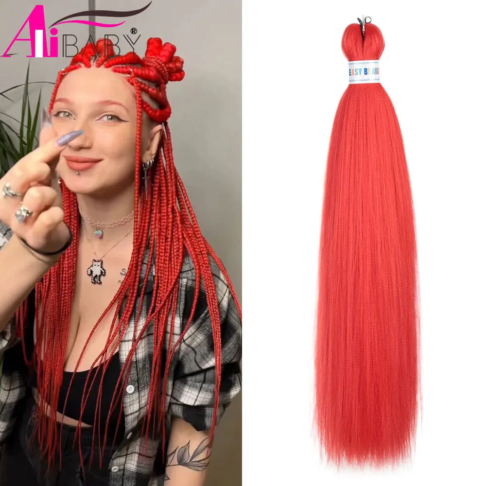 Blue ombre synthetic Kanekalon hair extensions by Corporación Turística, 26 inches long, set of three bundles.