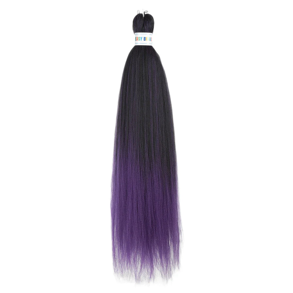 Blue ombre synthetic Kanekalon hair extensions by Corporación Turística, 26 inches long, three pieces per set, pre-stretched.