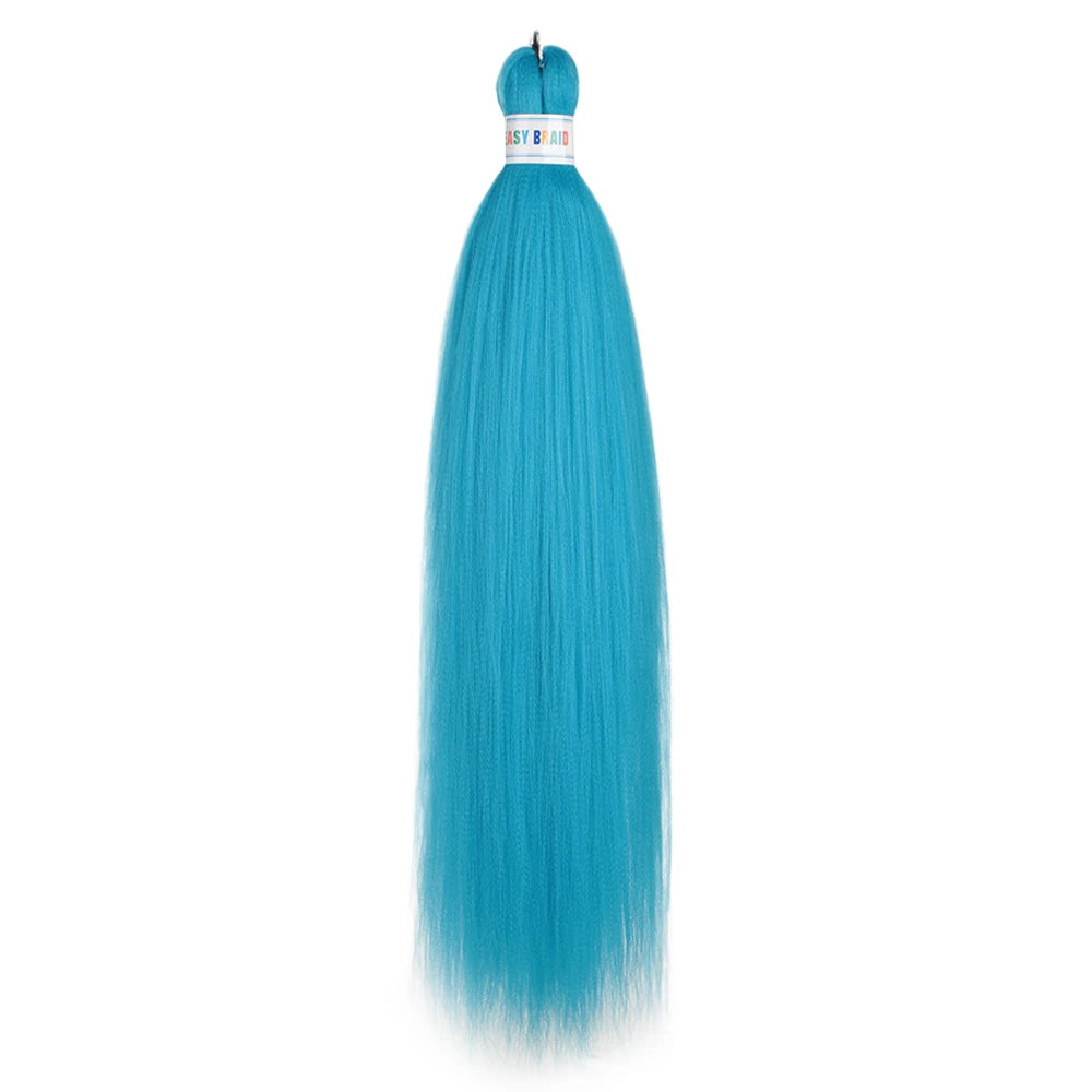 Blue ombre synthetic Kanekalon hair extensions by Corporación Turística, 26 inches long, three units per set.