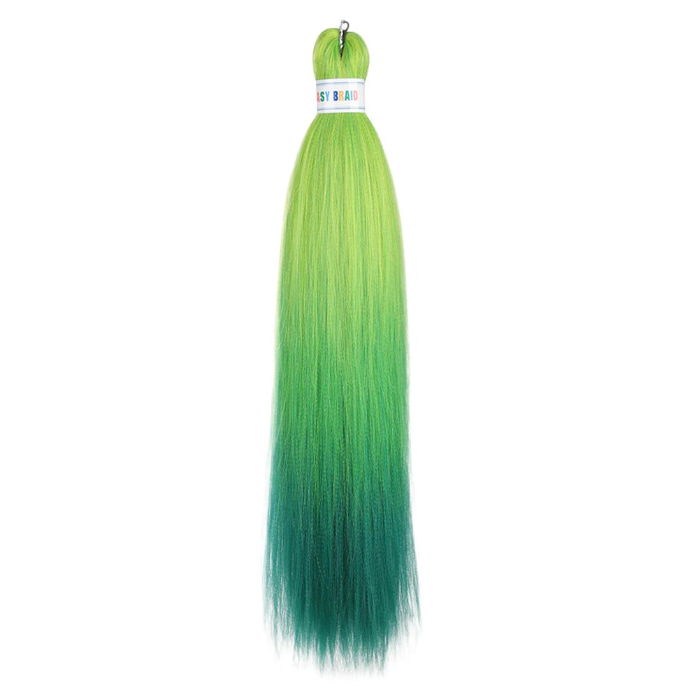 Blue ombre synthetic Kanekalon hair extensions with pre-stretched style, 26 inches long, 3 units per pack, by Corporación Turística.