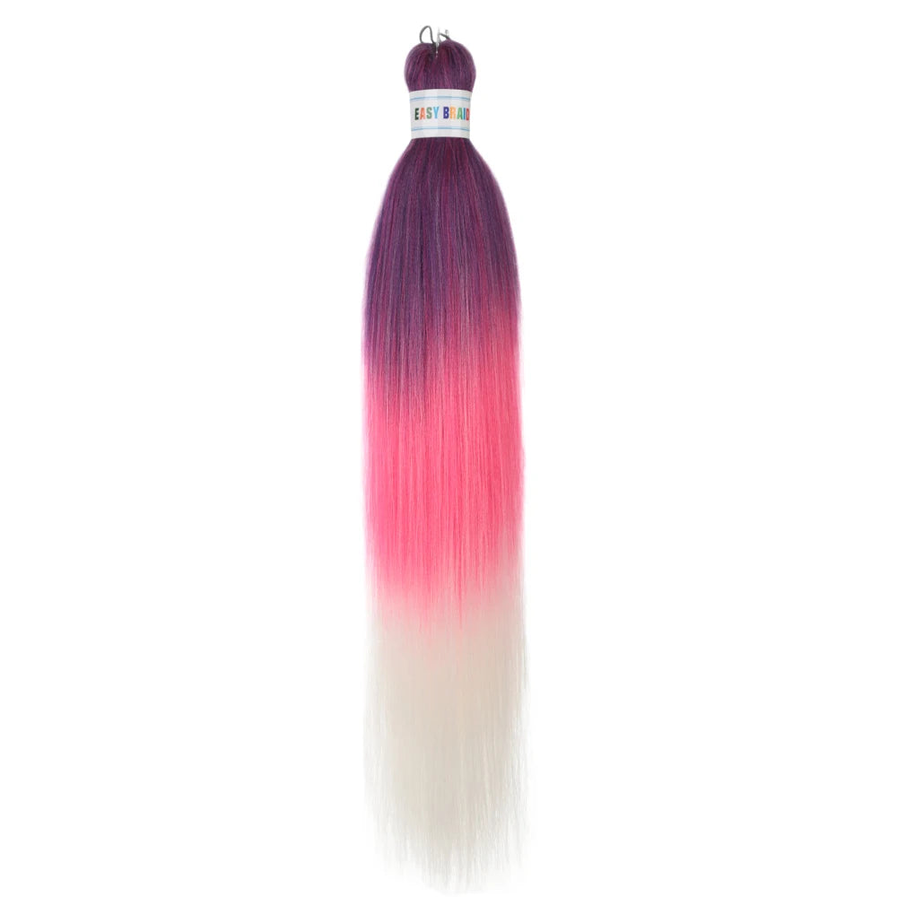 Blue ombre synthetic Kanekalon hair extensions, 26 inches long, three units per set, by Corporación Turística.