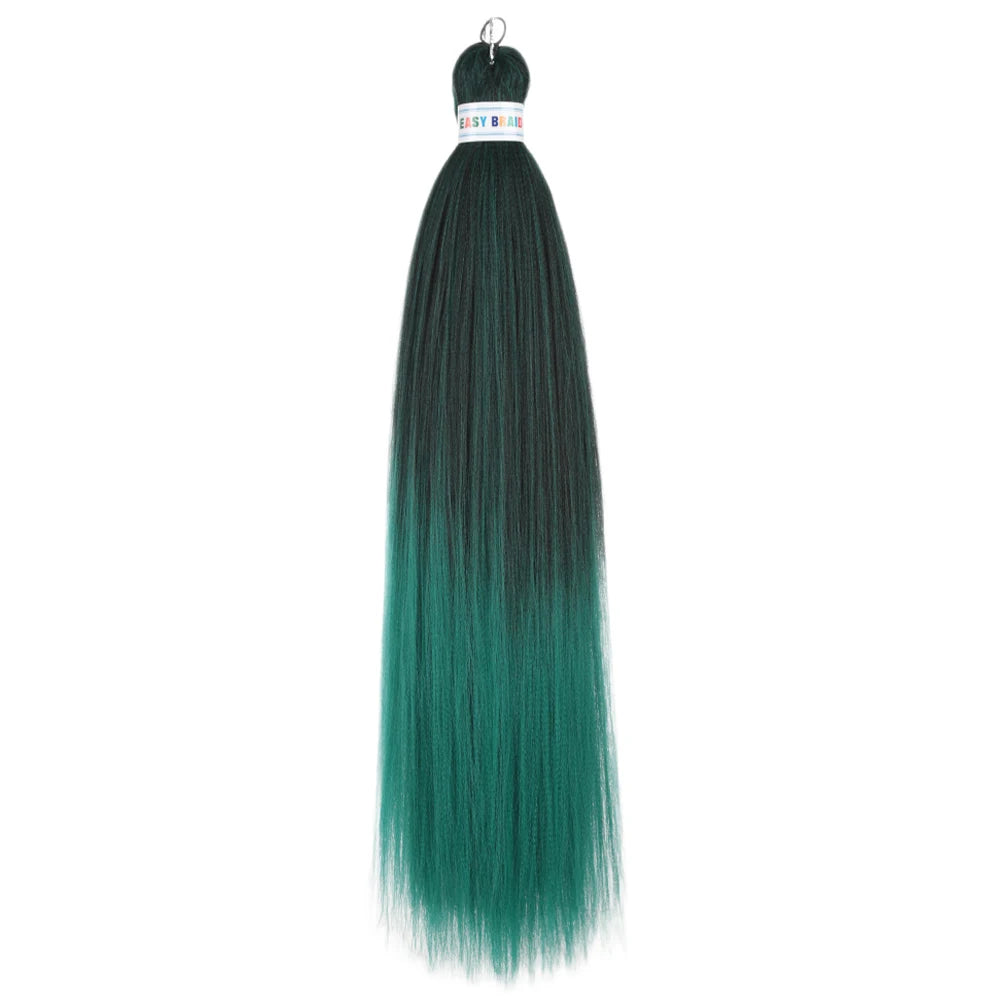 Blue ombre synthetic Kanekalon hair extensions from Corporación Turística, 26 inches long, set of three bundles.
