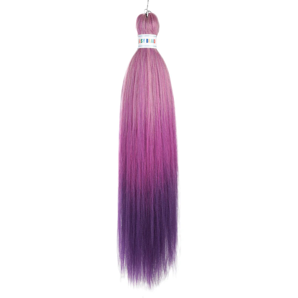 Three 26-inch blue ombre synthetic Kanekalon hair extensions by Corporación Turística, shown in a close-up image.