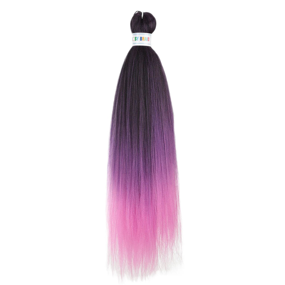Blue ombre synthetic Kanekalon hair extensions by Corporación Turística, 26 inches long, set of three bundles.