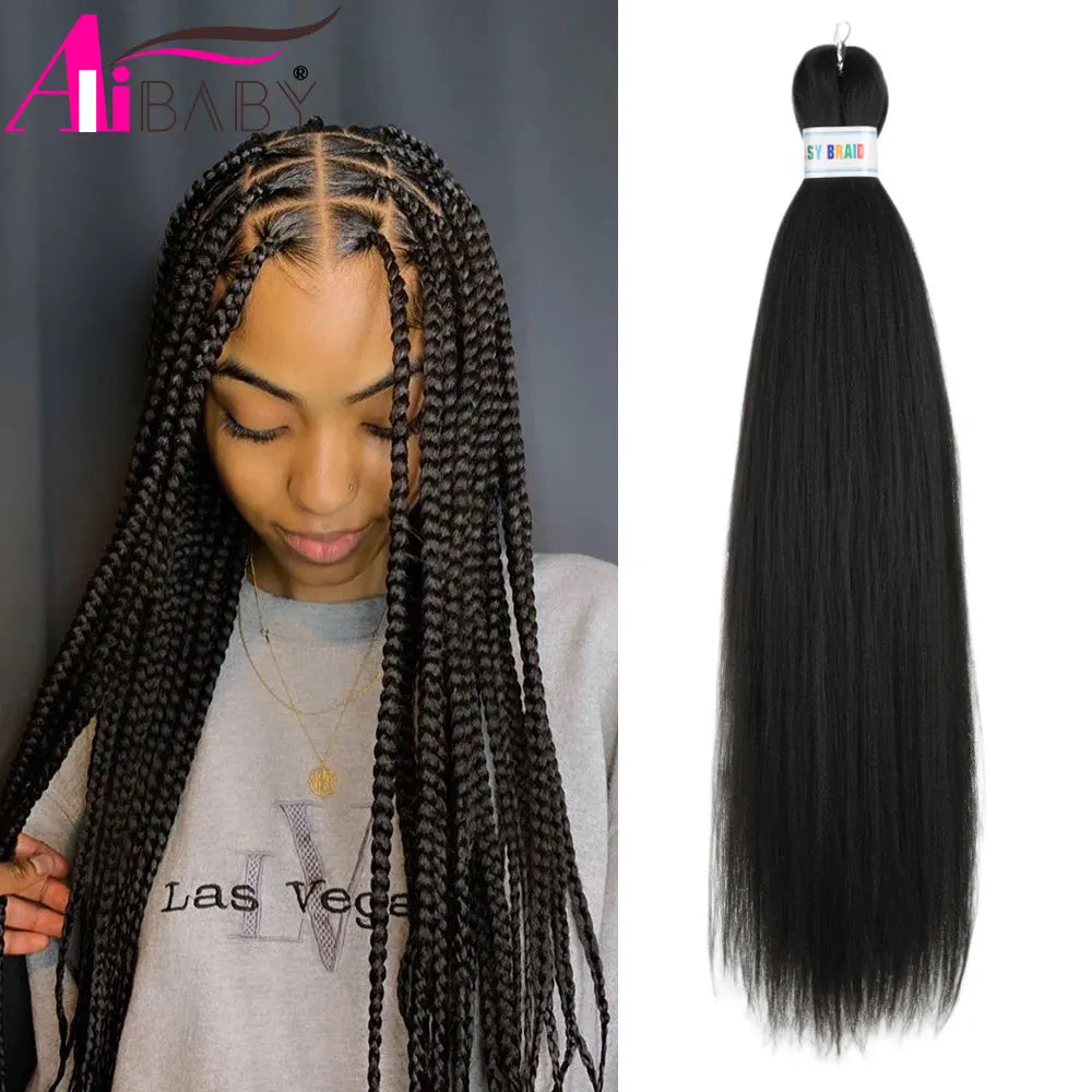 Blue ombre synthetic Kanekalon hair extensions by Corporación Turística, 26 inches long, three pieces per set.