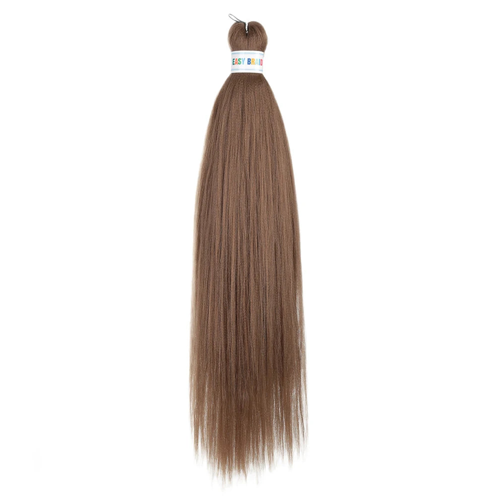 Three blue and black ombre synthetic Kanekalon hair extensions, 26 inches long, by Corporación Turística, styled for a natural look.