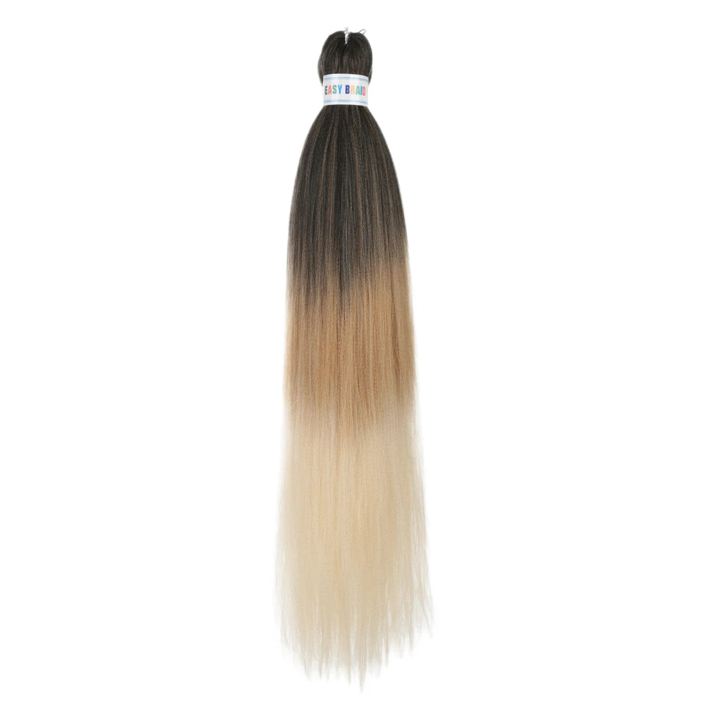 Blue ombre synthetic Kanekalon hair extensions from Corporación Turística, 26 inches long, three-piece set, pre-stretched style.