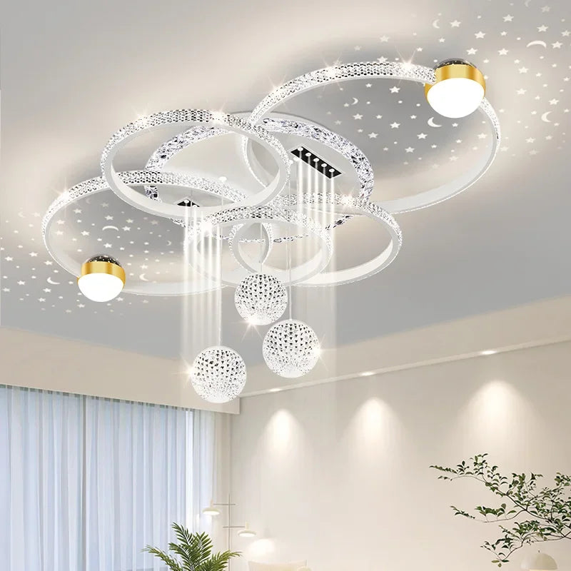 Modern luxury LED ceiling light from Corporación Turística, adjustable, elegant gold finish, remote-controlled lighting fixture.