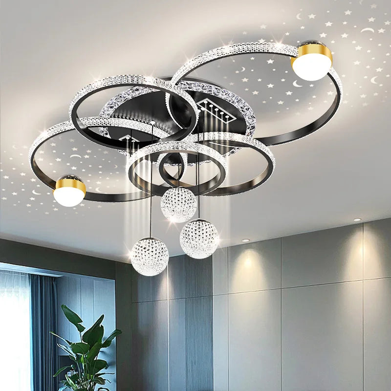 Elegant modern LED ceiling lamp by Corporación Turística with gold finish, remote control, and adjustable brightness.
